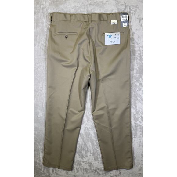 Haggar Classic Fit Cool 18 Pro Khaki Golf Dress Pants Comfort Waist 38x31 NWT - Picture 1 of 10